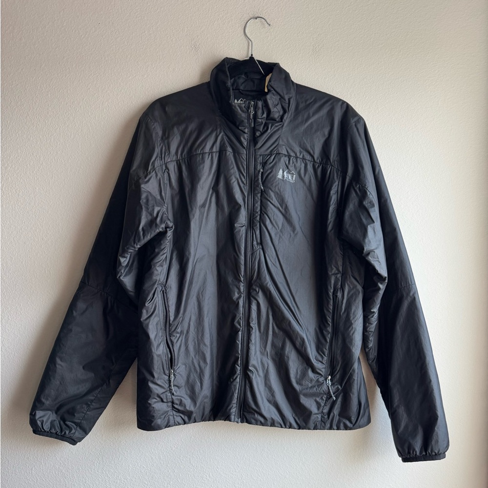 REI Men’s Unisex Light weight puffer zip up jacket black size medium
